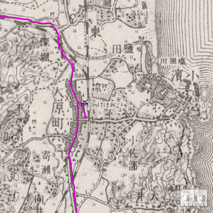 旧版地形図：大原駅周辺（1947年7月30日）