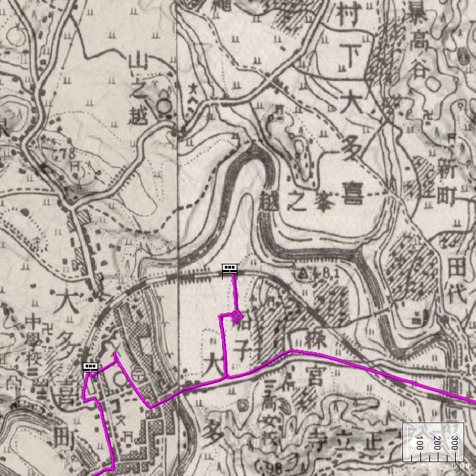 旧版地形図：城見ヶ丘駅周辺（1931年修正、1947年5月発行）