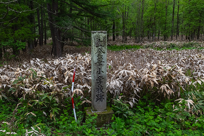 上金華林道脇に残っていた上金華小学校跡の記念碑