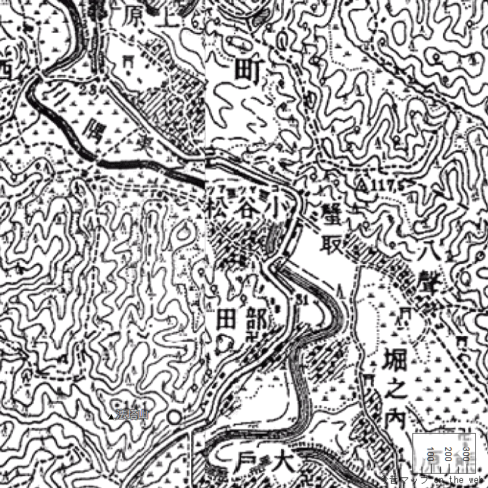 旧版地形図：小谷松駅周辺（1906年6月30日発行）地形図：小谷松駅周辺（2024年4月5日）