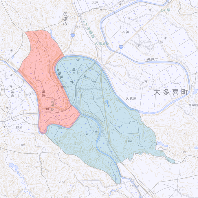 参考地図：総元駅周辺（Geoshapeリポジトリより2024年4月10日取得）