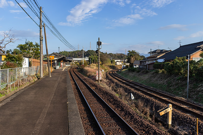 JR肥薩線とくま川鉄道湯前線の分岐地点に当たる相良藩願成寺駅