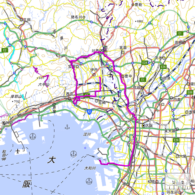 ルート図：ちゃり鉄9号1日目