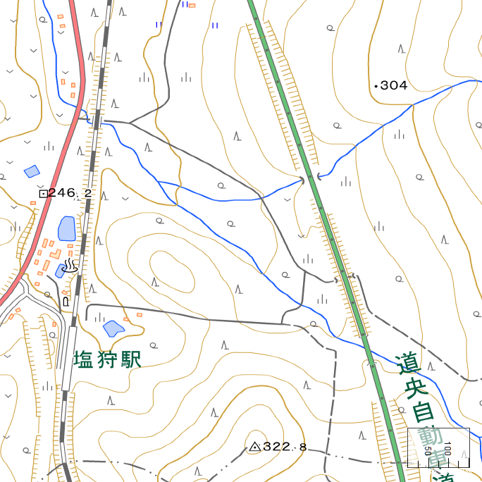 詳細地形図：塩狩駅周辺（2024年8月13日）参考地図：塩狩神社探索ルート（2024年8月19日作成）