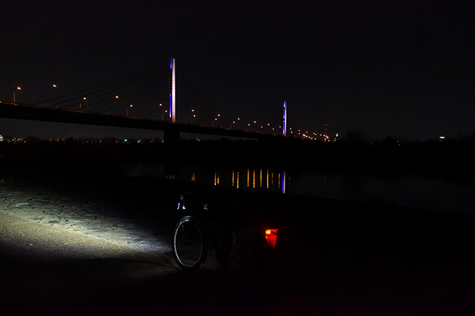 菅原城北大橋の夜景眺めながらちゃり鉄10号で疾走する