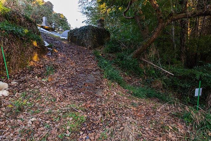 道は集落の墓地へと続いていた