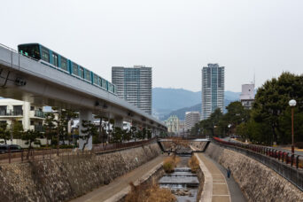 神戸新交通六甲アイランド線・魚崎～住吉間（兵庫県：2025年2月）