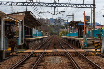 神戸電鉄有馬線・唐櫃台駅（兵庫県：2025年2月）