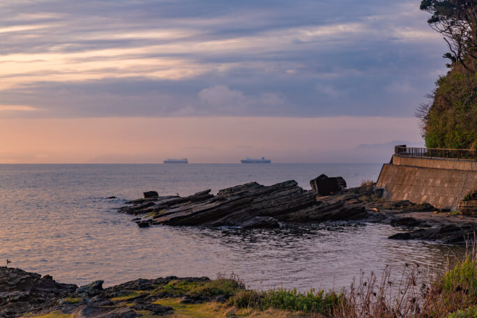 横須賀・観音崎から望む東京湾（神奈川県：2025年4月）