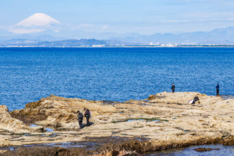 江の島・稚児ヶ淵から望む富士山(神奈川県:2025年4月)