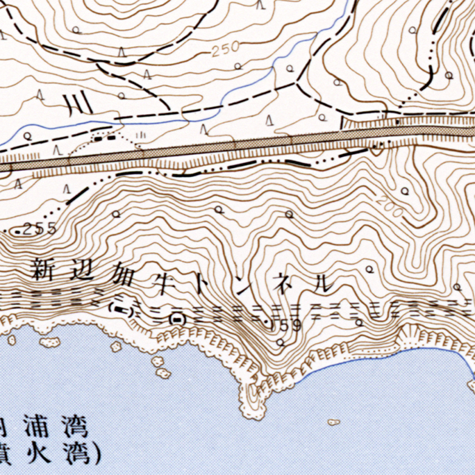 旧版地形図：美利加浜トンネル・幌内トンネル付近（1980年4月30日）