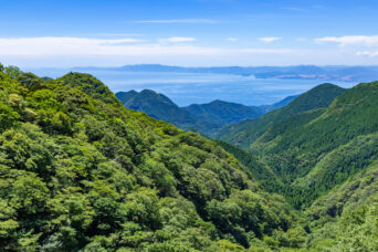島原半島・雲仙・雲仙普賢岳吹越峠付近から望む橘湾(長崎県:2025年7月)