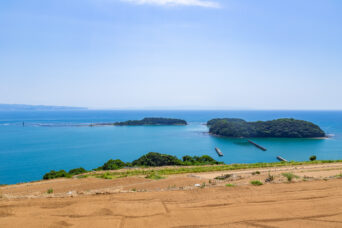 諫早・飯盛付近から望む前ノ島と向島(長崎県:2025年8月)