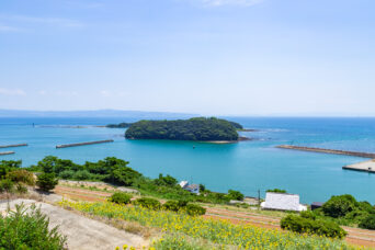 諫早・飯盛付近から望む前ノ島と向島(長崎県:2025年8月)
