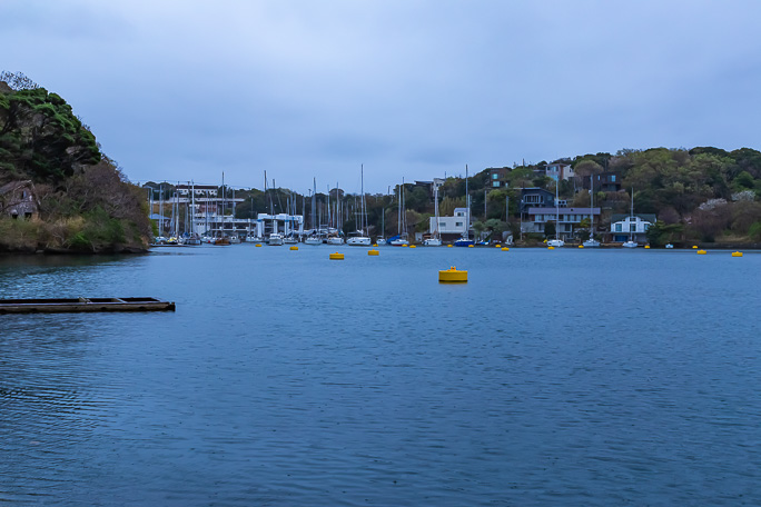 湾奥にヨットハーバーを従えた油壷湾