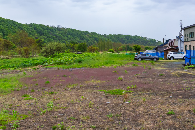 広い空き地となって面影も僅かな舎熊駅跡