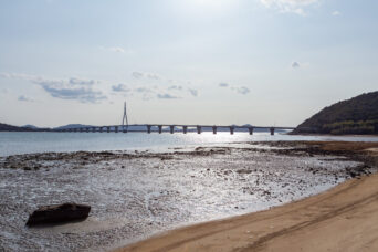 山口・唐樋海岸から望む周防大橋（山口県：2026年1月）