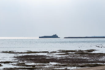 宇部・白土海岸から望む鍋島神社（山口県：2026年1月）