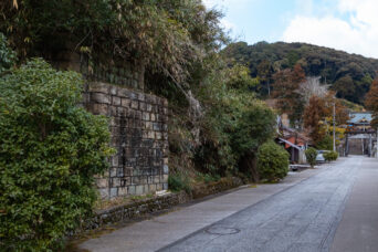船木鉄道鉄道線・吉部～大棚間・吉部八幡宮参道と橋台跡（山口県：2026年2月）