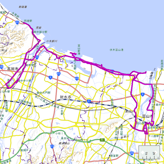 ルート図:ちゃり鉄30号8日目