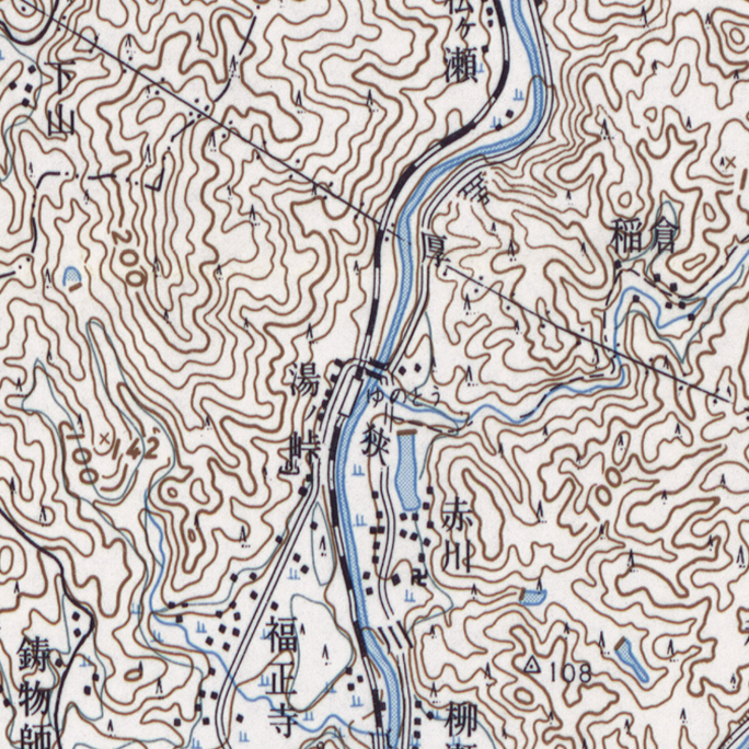 旧版地形図：湯ノ峠駅周辺（1967年6月30日発行）