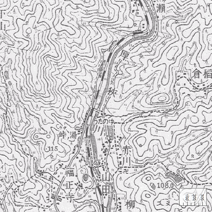 旧版地形図：湯ノ峠駅周辺（1946年10月25日発行）