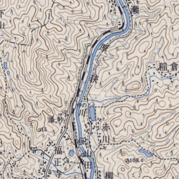 旧版地形図：湯ノ峠駅周辺（1960年3月30日発行）