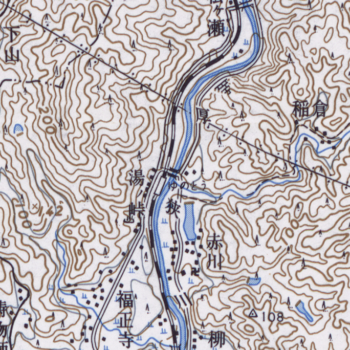 旧版地形図：湯ノ峠駅周辺（1970年6月30日発行）