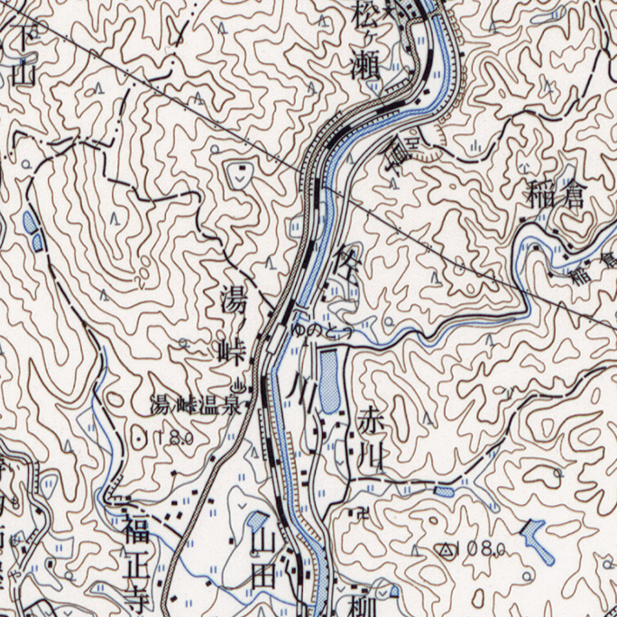 旧版地形図：湯ノ峠駅周辺（1972年8月30日発行）