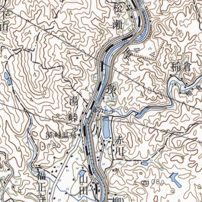 旧版地形図：湯ノ峠駅周辺（1993年1月1日発行）