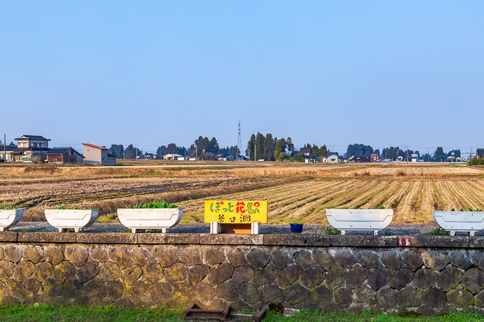 地元の方の愛着が感じられる花壇が駅構内に設けられている
