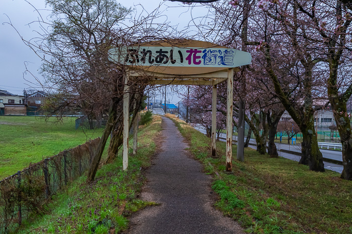 青島作業場付近に至る廃線跡転用の歩行者・自転車専用道