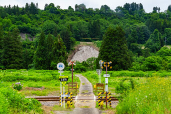 JR只見線・黒又川乗降場跡付近・入小屋踏切(新潟県:2026年6月)