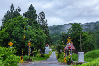 JR飯山線・足滝~森宮野原間・寺石集落・大根原踏切(新潟県:2026年6月)
