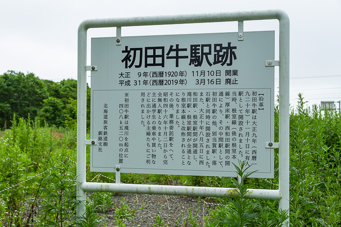 駅跡には記念看板が設置されていた