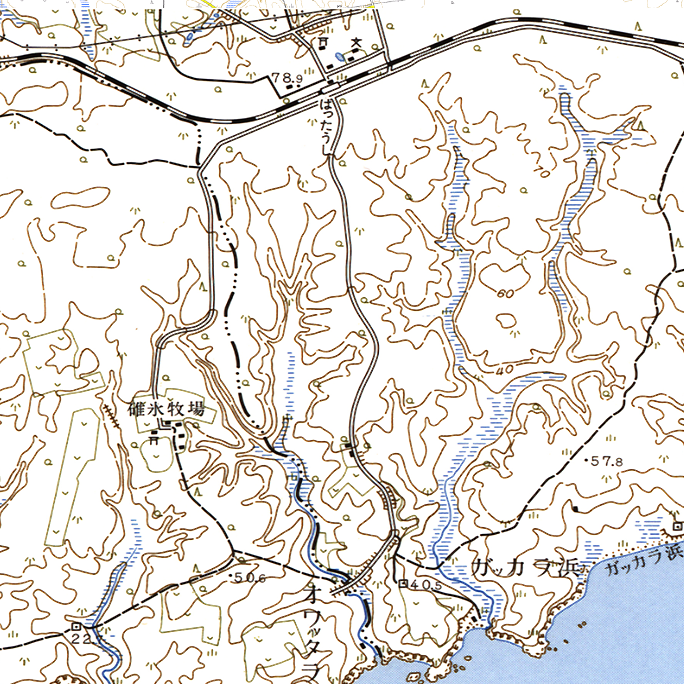 旧版広域地形図：初田牛駅周辺（1977年10月30日発行）