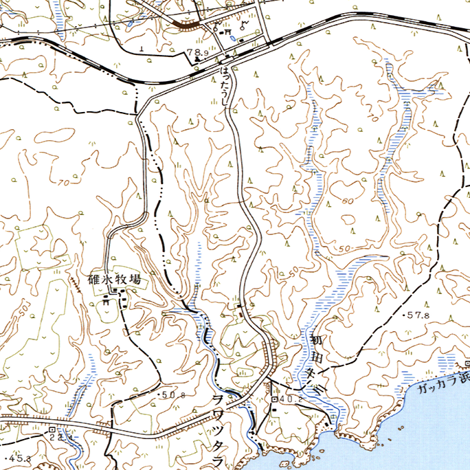 旧版広域地形図：初田牛駅周辺（2003年10月1日発行）