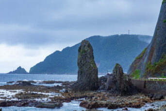 道南・函館・豊浦・サンタロナカセ岬から望む日浦岬（北海道：2026年8月）