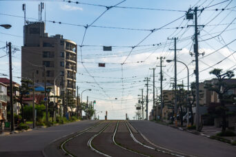 函館市企業局交通部・宝来・谷地頭線・青柳町停留場（北海道：2026年8月）